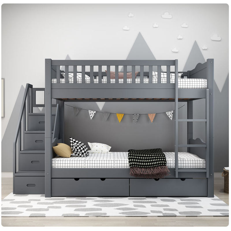 Wholesale Wooden Children's Bunk Bed with Drawers-03