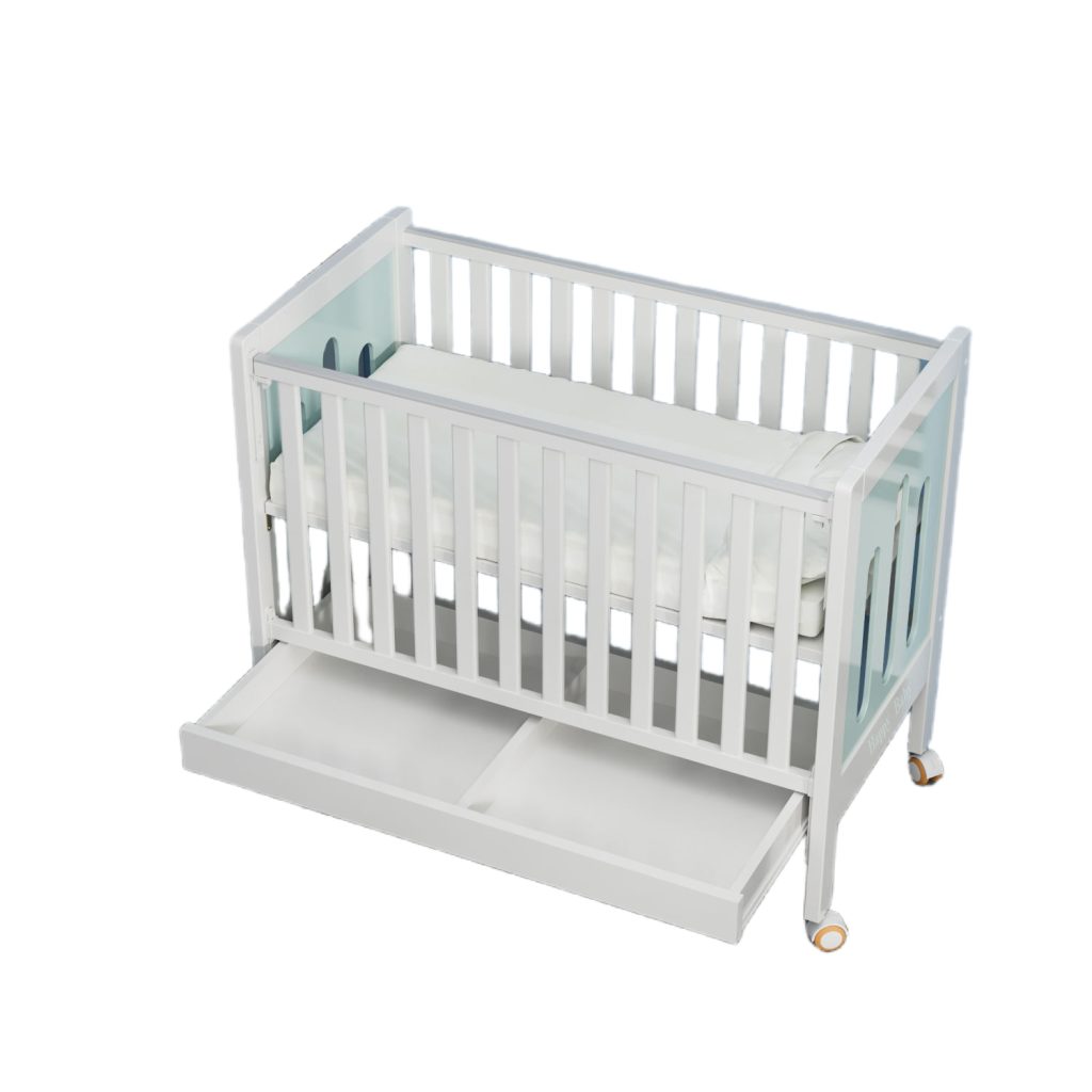 Wholesale hospital Baby Bed Adjustable Wooden Crib-07