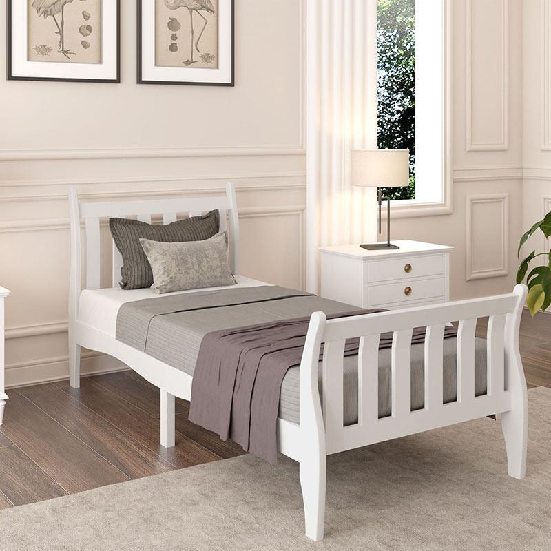 Cama de madeira para criança com cabeceira e peseira-3