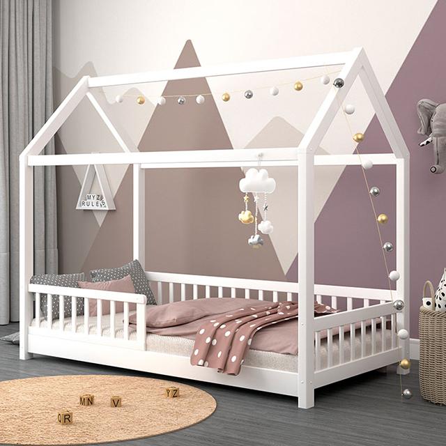 Cama moderna de madera maciza para niños personalizada