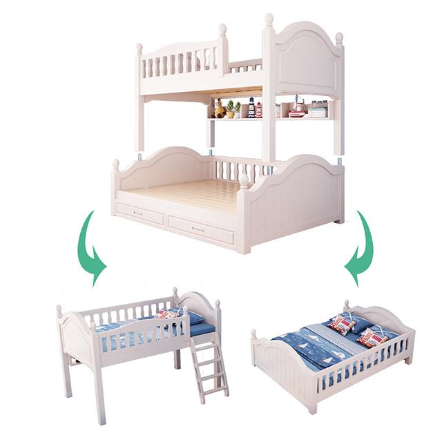 Multifunctional Full Wood Bunk Bed with Drawers