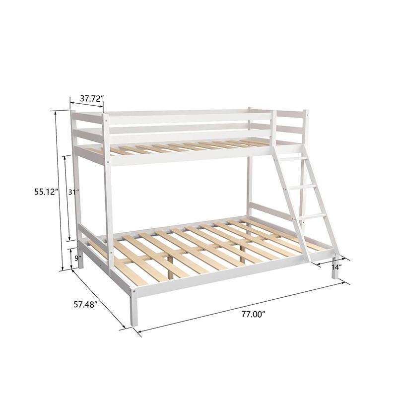 Kids Wood Bunk Bed with Ladder and Safety Rail
