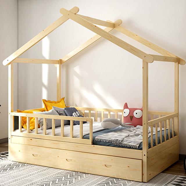 Europe Wooden Kids House Bed with Drawers