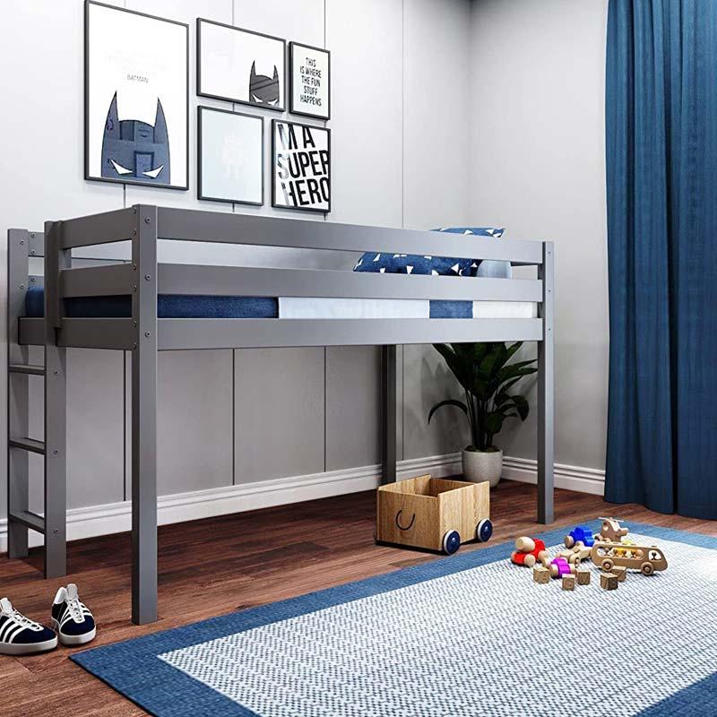 Contemporary Low Loft Kid Beds with End Ladder