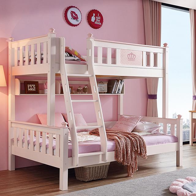 Europe Style White Wooden Bunk Bed