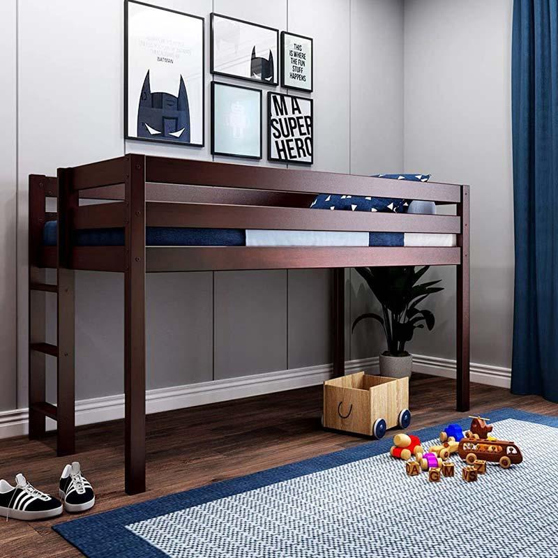 Contemporary Low Loft Kid Beds with End Ladder