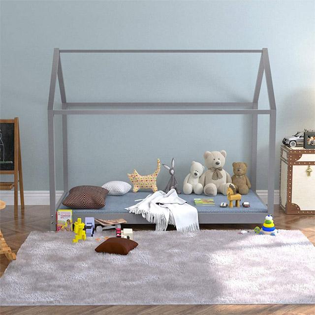 Cama de casa sólida de madera moderna para niños Cama para niños pequeños