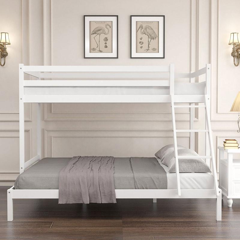 Lit superposé en bois pour enfants avec échelle et barrière de sécurité