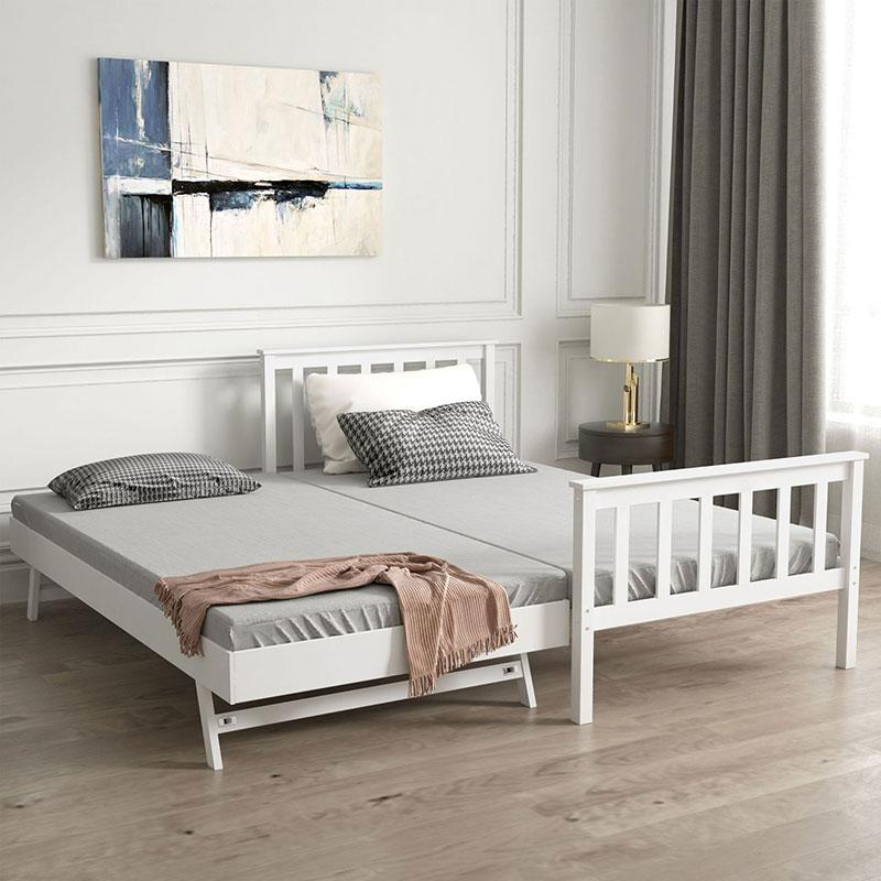 Cama doble de madera para niños pequeños con cama nido extraíble-6