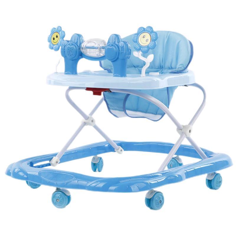 Andador multifuncional para bebés con ruedas y juguetes.