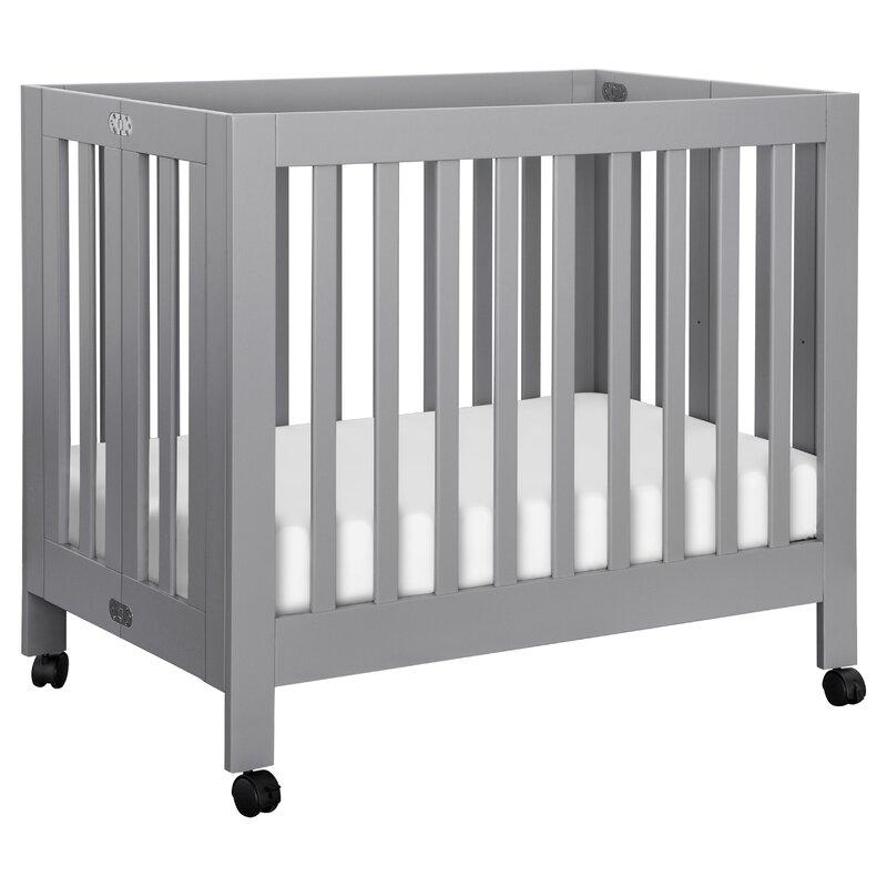Portable Folding Mini Eurostyle Baby Solid Wood Crib