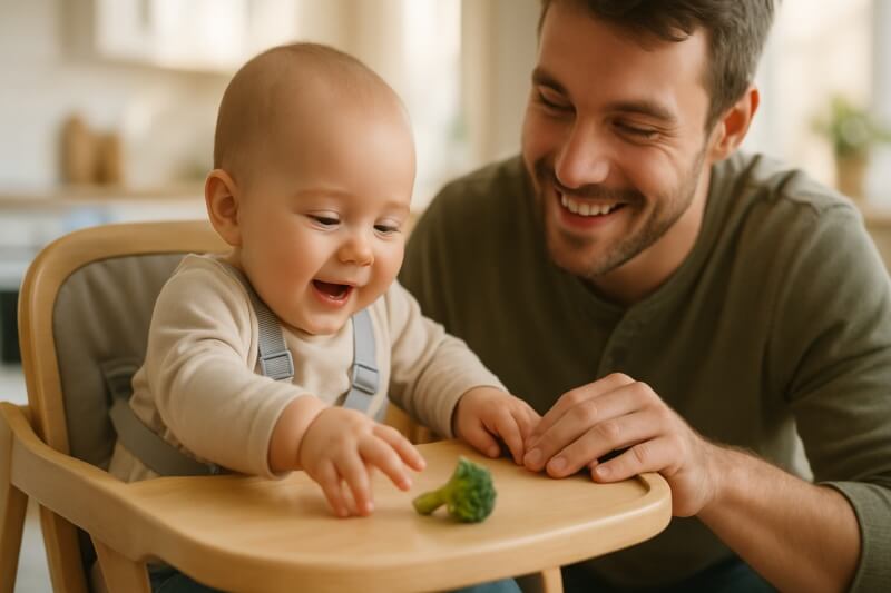 baby high chair parent interaction