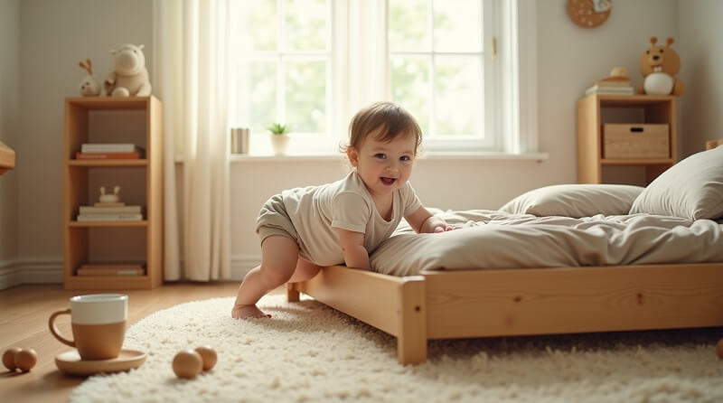 Bebekler Montessori Yatağından Tırmanıyor