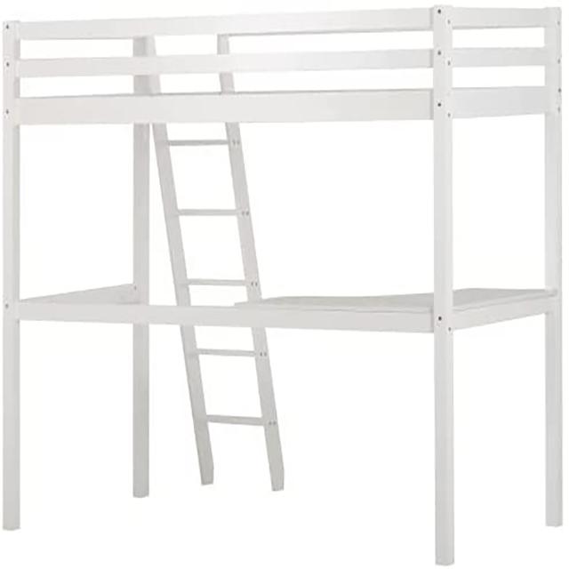 Tempat Tidur Loteng Kembar Putih dengan Meja