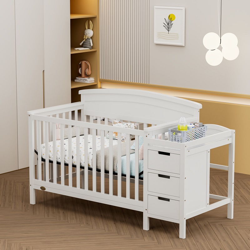 Adjustable Wooden infant bed with drawers WBB1221- (5)