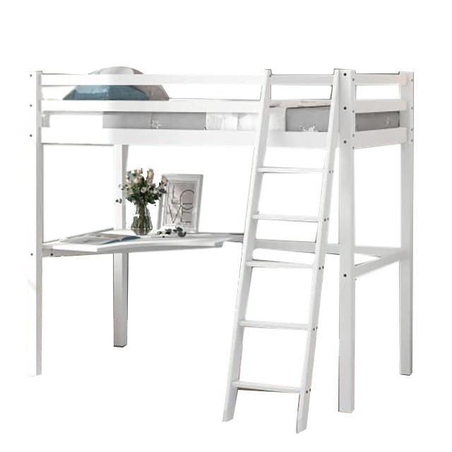 White Twin Loft Bed with Desk