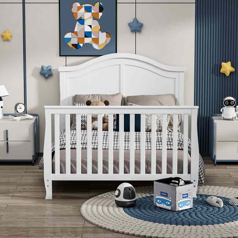 Modern White Baby Convertible Crib 3 in 1-5s