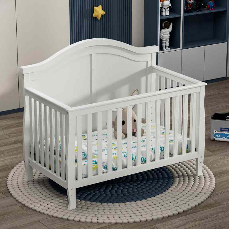 Cuna convertible para bebé moderna de color blanco, 3 en 1 y 5 unidades