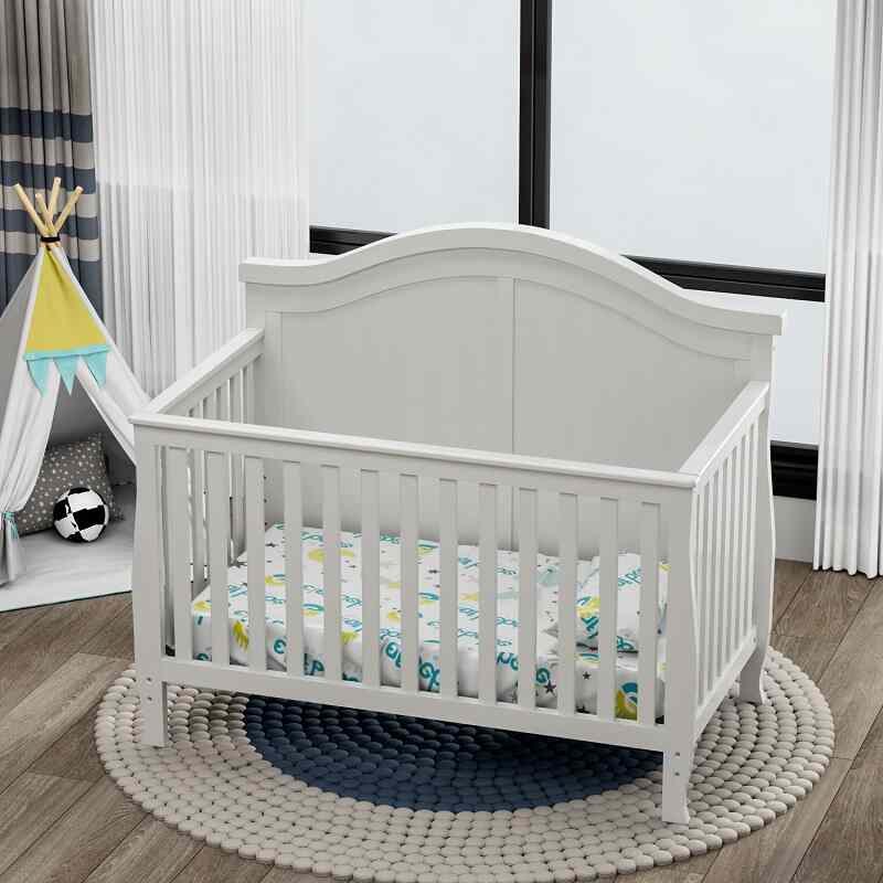 Modern White Baby Convertible Crib 3 in 1-5s