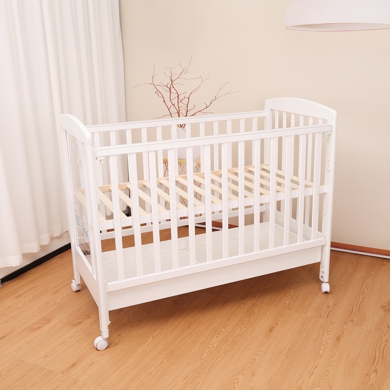 سرير أطفال أبيض مع درج WBB839-5
