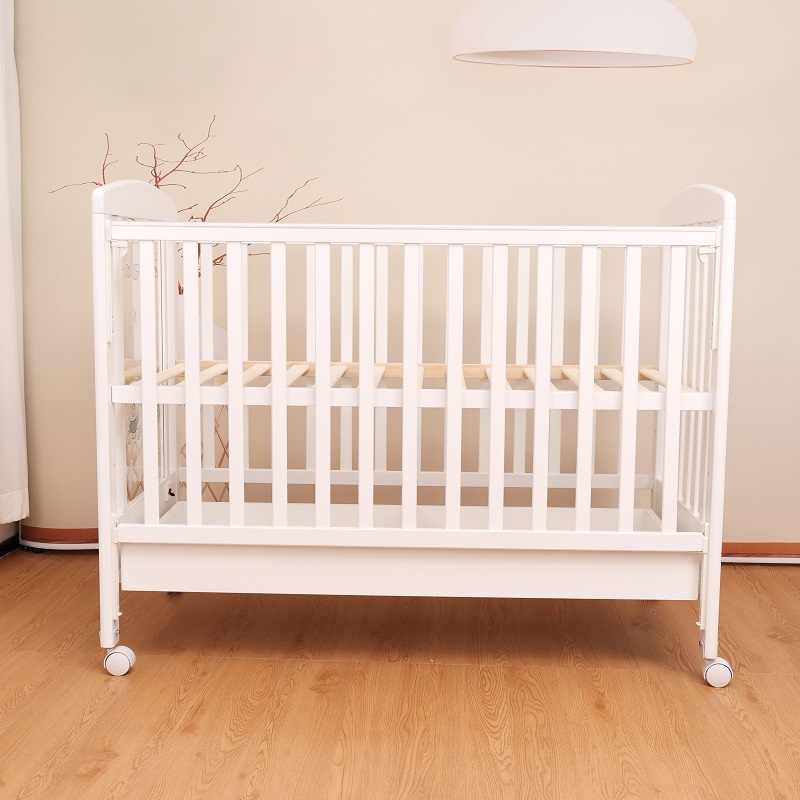 White Cot Bed with Drawer WBB839-6