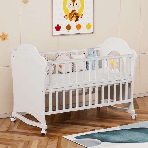 Cuna de lujo para bebé con luz LED y placa acrílica
