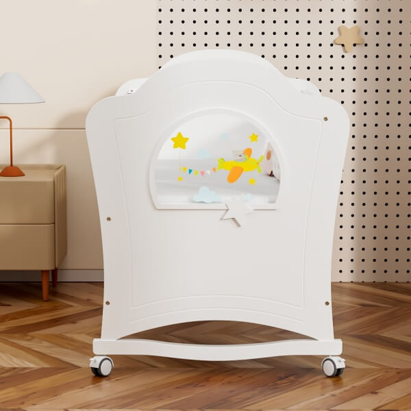 Cuna de lujo para bebé con luz LED y placa acrílica