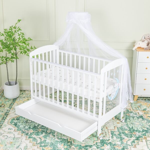 White Crib with Warm Acrylic Plate LED Light
