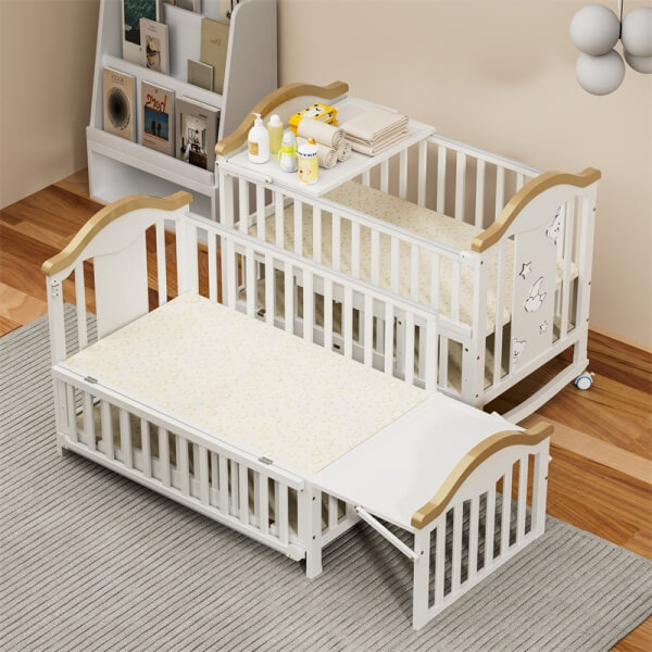 Convertible Natural Wood Baby Crib
