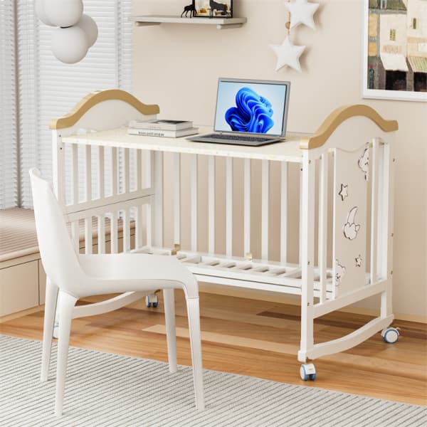 Convertible Natural Wood Baby Crib