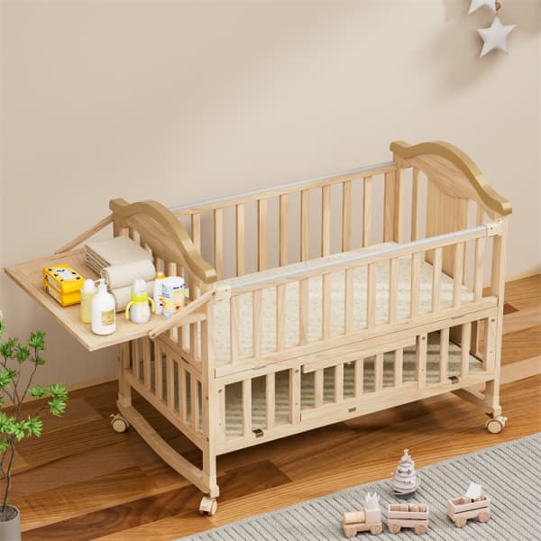 Convertible Natural Wood Baby Crib