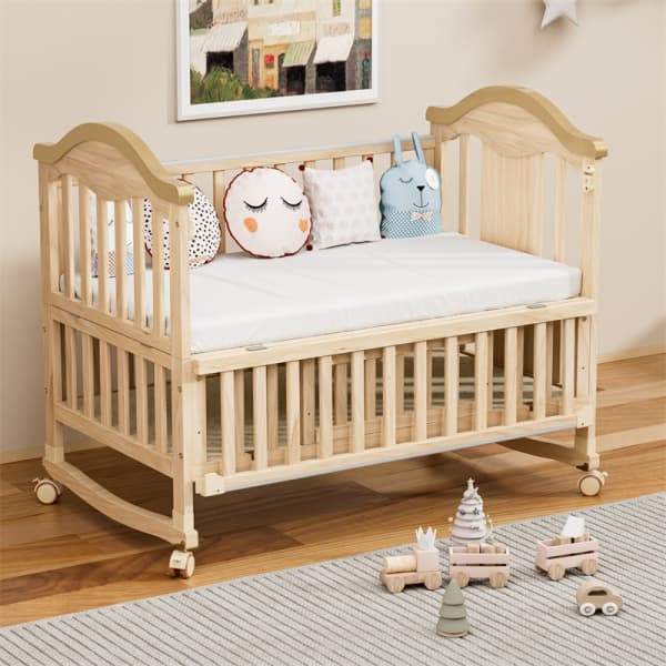 Convertible Natural Wood Baby Crib