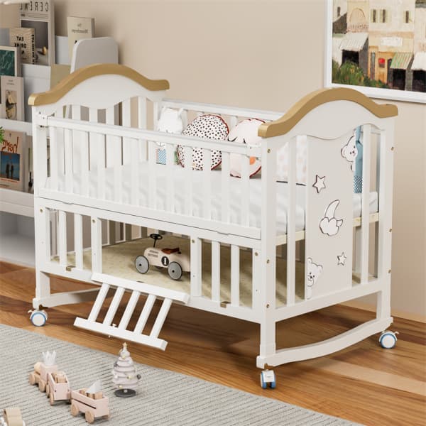 Convertible Natural Wood Baby Crib