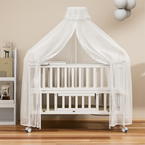 Convertible Natural Wood Baby Crib