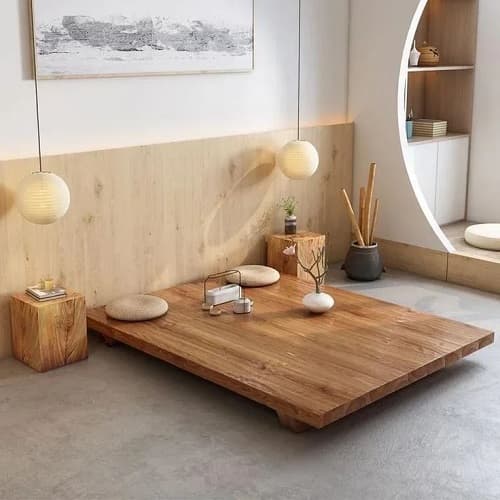 Cama de chão de inspiração asiática
