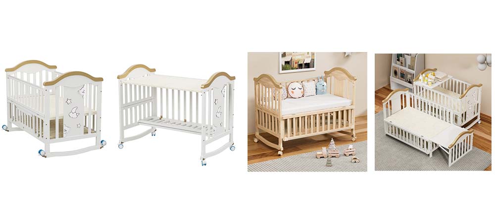 Natural Solid Wood Multi-functional Convertible Crib