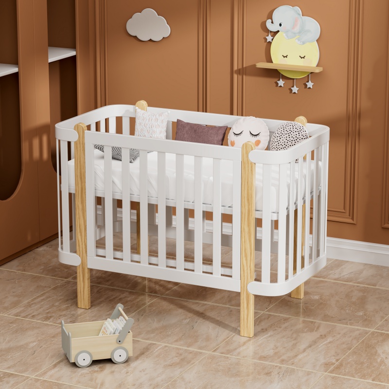 Solid Pine Crib for Newborn (5)