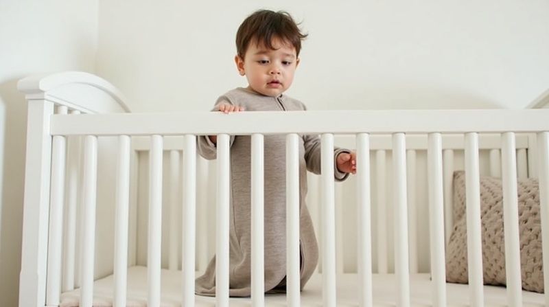 The baby is wearing a Sleep Sack