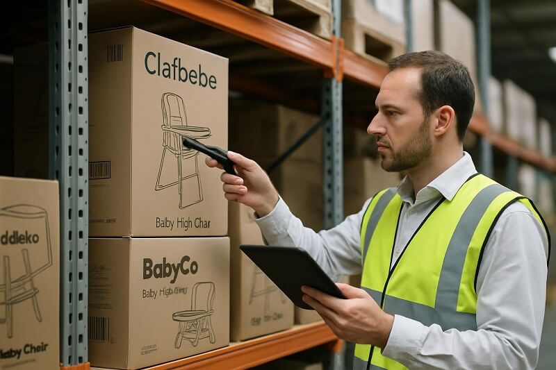 Controllare la confezione del seggiolone per bambini